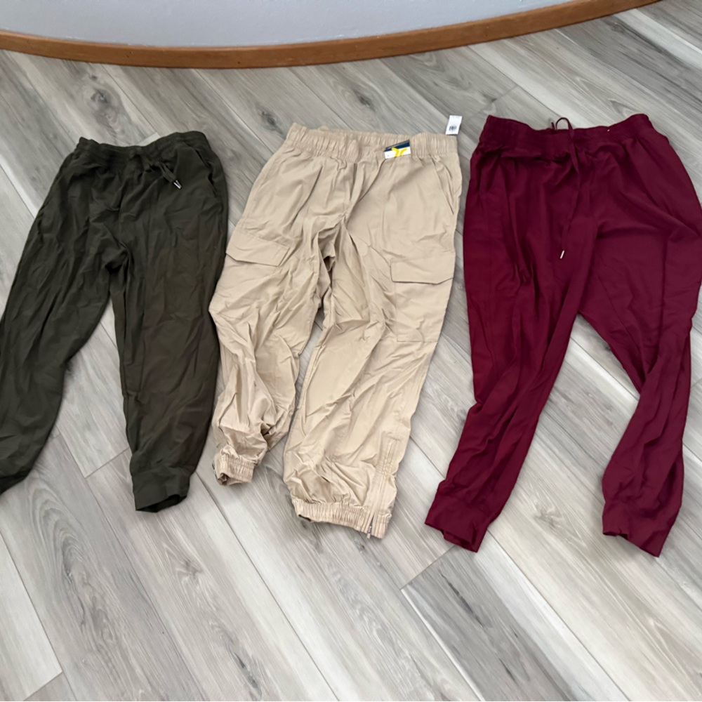 Old Navy Women's Joggers in Olive, Beige, and Burgundy